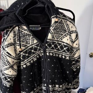 Men's Black and White Wool Knit Jacket